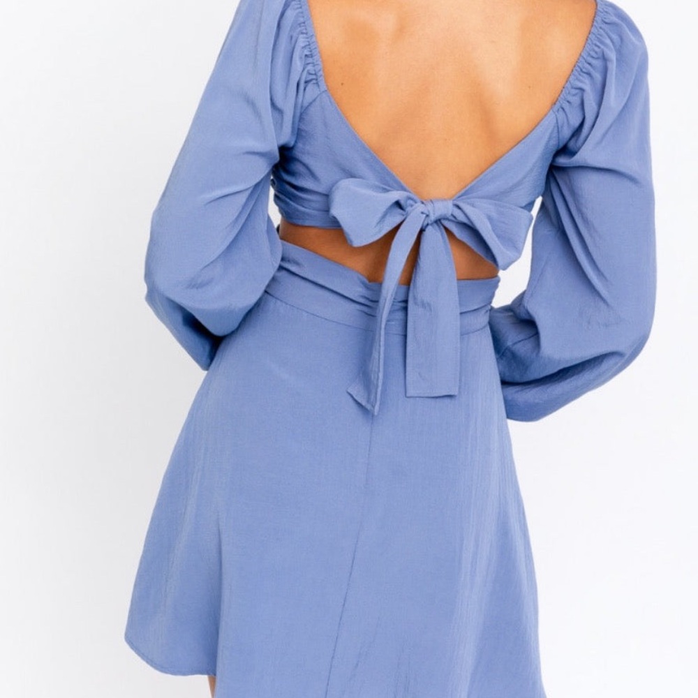 NEW! LE LIS Cut Out mini dress in Iron Blue Small S
